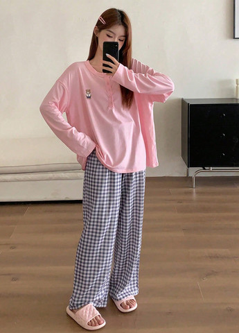 Комбинированная всесезон пижама (лонгслив, брюки) лонгслив + брюки SHEIN