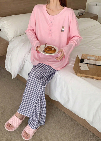 Комбинированная всесезон пижама (лонгслив, брюки) лонгслив + брюки SHEIN