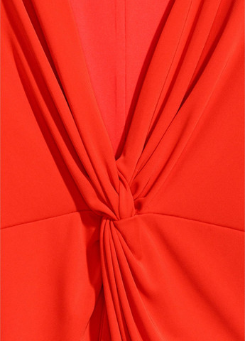 Оранжево-красное коктейльное, кэжуал платье силуэтная H&M однотонное