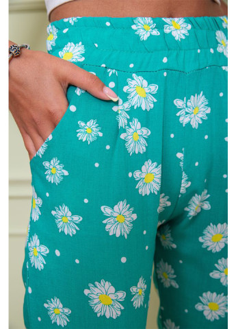 Бирюзовые кэжуал летние укороченные брюки Ager
