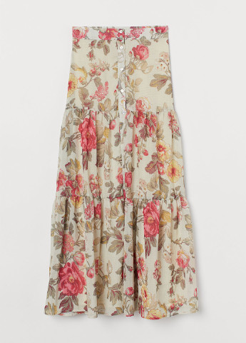 Светло-бежевая кэжуал цветочной расцветки юбка H&M