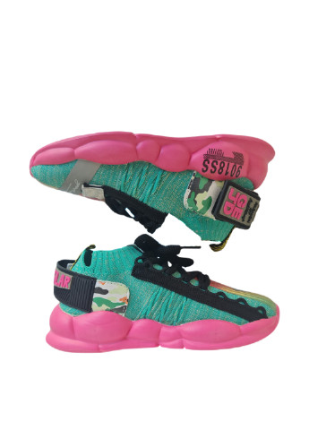 Детские бирюзовые осенние кроссовки ABC на шнурках с аппликацией для девочки