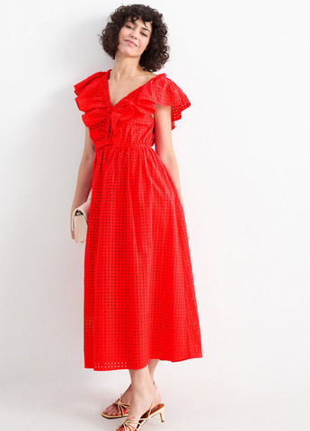 Червона кежуал сукня в стилі армпір C&A однотонна