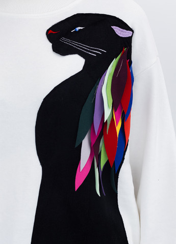 Білий світшот Nora Kvittin однотонний вишивка, аплікація (301079942)