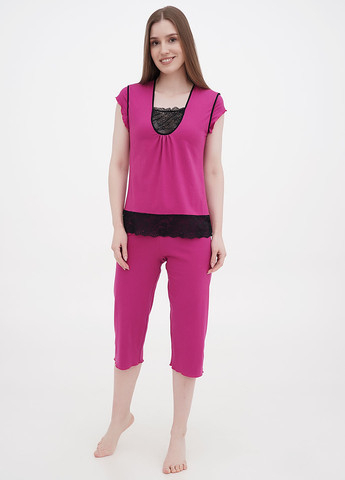 Розовая всесезон пижама (футболка, бриджи) футболка + бриджи Aniele