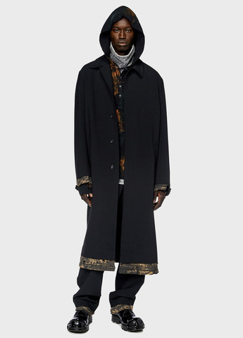 Черное зимнее Пальто однобортное Diesel