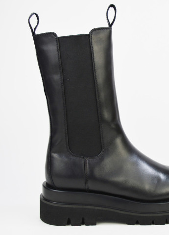 Зимние ботинки челси высокие черные кожа Berkonty без декора