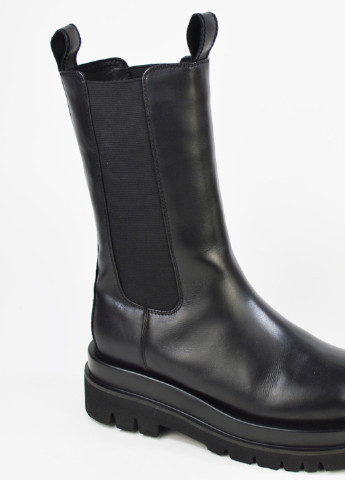 Зимние ботинки челси высокие черные кожа Berkonty без декора