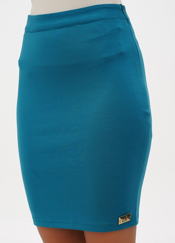 Бирюзовая кэжуал однотонная юбка Sassofono карандаш