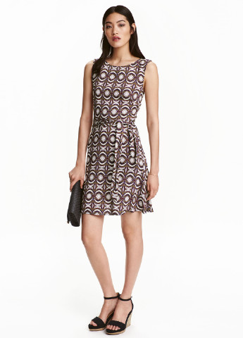 Комбинированное кэжуал платье клеш H&M с орнаментом