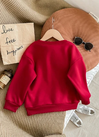 SHEIN світшот новорічний бордовий кежуал поліестер