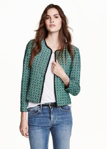 Зеленый кэжуал пиджак H&M - с рисунком - всесезон