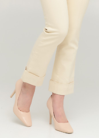 Светло-бежевые кэжуал демисезонные укороченные, зауженные брюки Massimo Dutti
