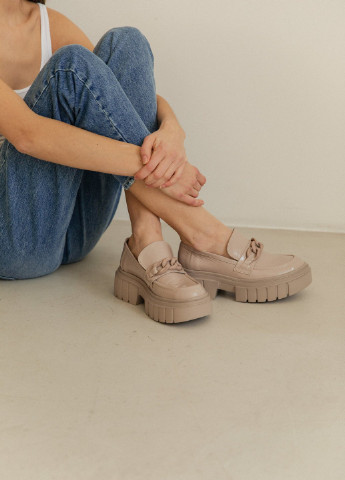 Бежевые туфли-оксфорды из натуральной кожи Gepur