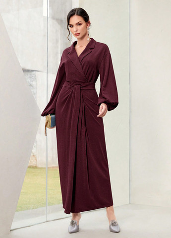 Бордова кежуал сукня SHEIN однотонна