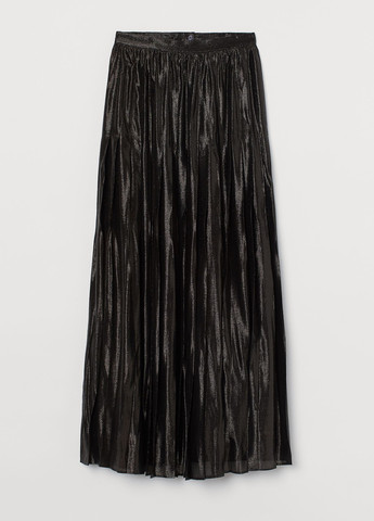 Черная кэжуал однотонная юбка H&M а-силуэта (трапеция), плиссе