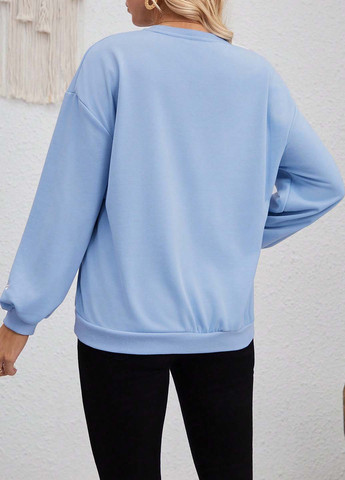 Голубой свитшот для беременных SHEIN однотонный вышивка (344466293)