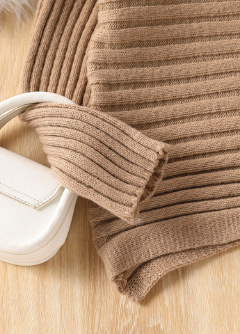 Кофейный демисезонный костюм (джемпер, юбка) юбочный SHEIN