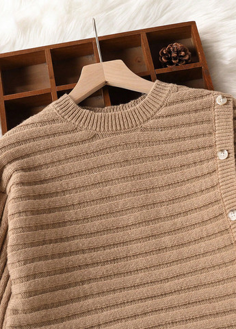 Кофейный демисезонный костюм (джемпер, юбка) юбочный SHEIN