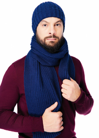 Темно-синій зимній комплект (шапка, шарф) SVTR