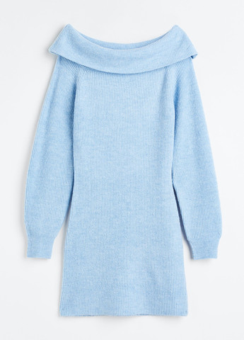 Голубое кэжуал сукня зимова с открытыми плечами H&M однотонное