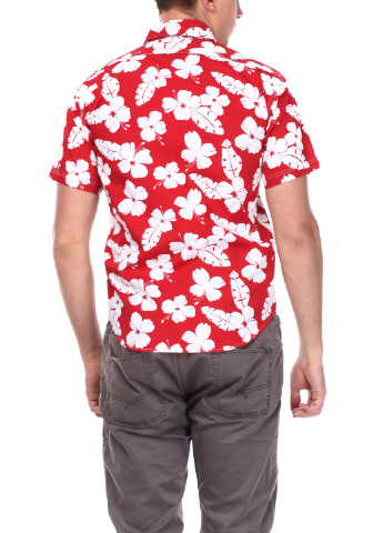 Красная кэжуал рубашка с цветами D.B.C с коротким рукавом