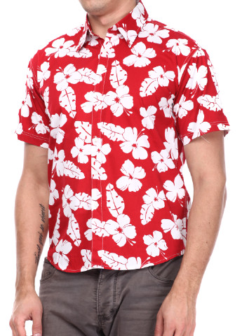 Красная кэжуал рубашка с цветами D.B.C с коротким рукавом