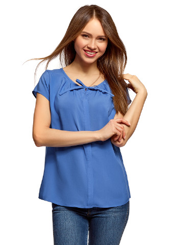 Синяя летняя блуза Oodji