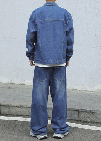 Синий демисезонный комплект (куртка, брюки) SHEIN