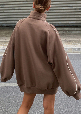 Кофейный свитшот SHEIN однотонный без декора (342411719)