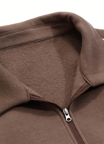 Кофейный свитшот SHEIN однотонный без декора (342411719)