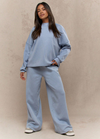 Сіро-голубий світшот SHEIN однотонний без декору (339133540)