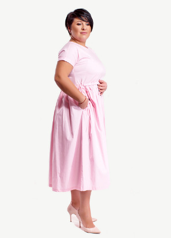 Розовое кэжуал платье платье-футболка Modna Anka однотонное