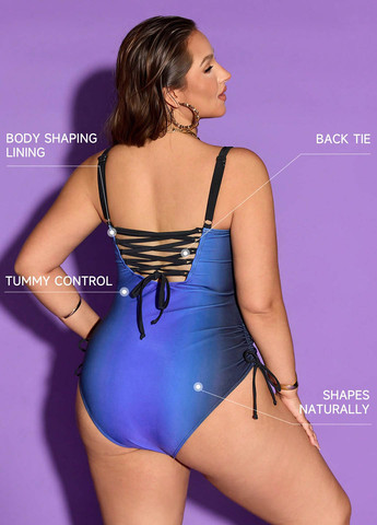 Синій демісезонний купальник суцільний, майо SHEIN