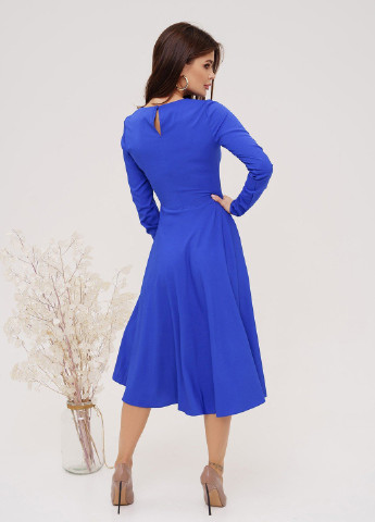 Синя повсякденний сукня жіноча кльош ISSA PLUS однотонна