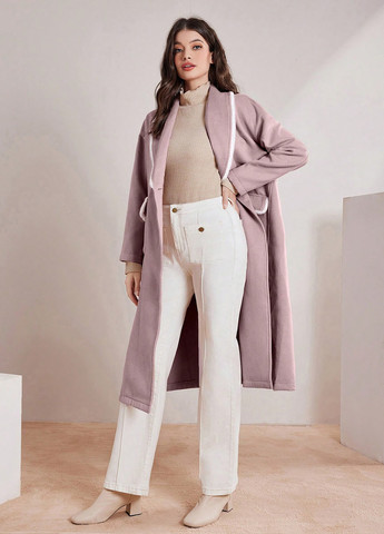 Лілове демісезонне Пальто двобортне SHEIN