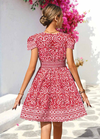 Красное кэжуал платье а-силуэт SHEIN с абстрактным узором