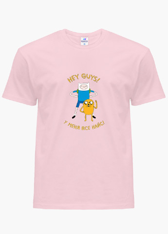 Рожева демісезонна футболка дитяча фінн і джейк пес час пригод (adventure time) (9224-1579) MobiPrint