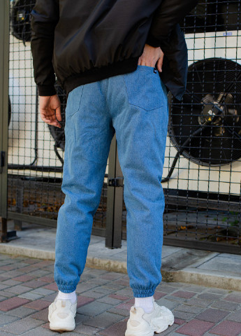 Синие демисезонные джоггеры теплые джинсы jogger Without