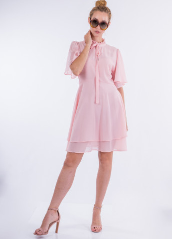 Світло-рожева коктейльна плаття, сукня кльош Sarah Chole однотонна