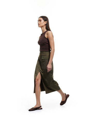 Оливковая (хаки) кэжуал однотонная юбка KOTON карго