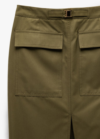 Оливковая (хаки) кэжуал однотонная юбка KOTON карго