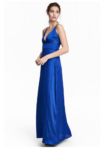 Синее вечернее платье в стиле ампир H&M однотонное