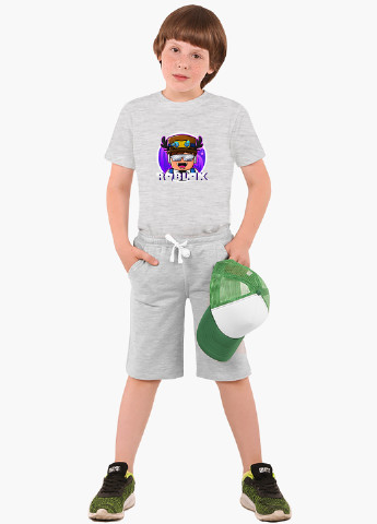 Светло-серая демисезонная футболка детская роблокс (roblox)(9224-1218) MobiPrint