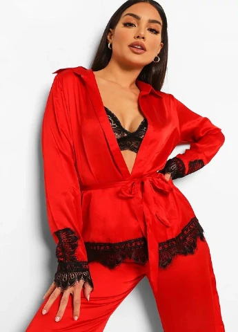 Красная всесезон пижама Boohoo