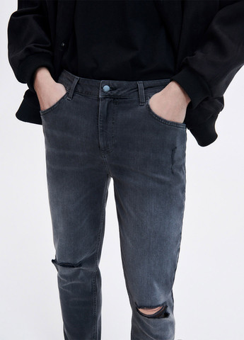 Темно-серые демисезонные каррот фит, слим джинсы Reserved