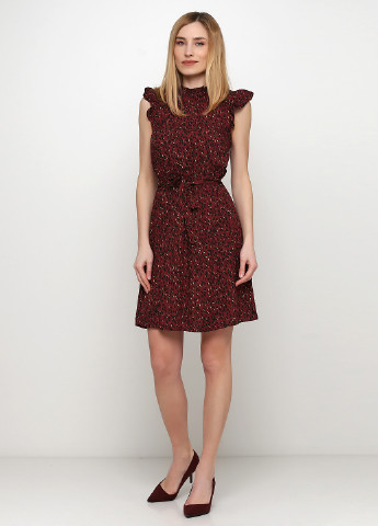 Бордова кежуал плаття, сукня кльош New Look з абстрактним візерунком