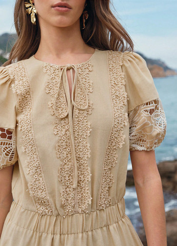 Бежева святковий, кежуал сукня кльош SHEIN однотонна