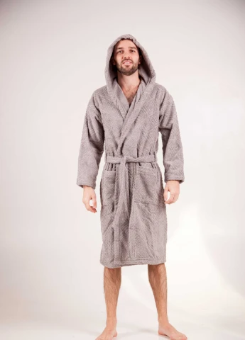 Халат махровий Berlin, сірий, розмір XXL (3800980994477) Bulgaria-Tex плотность - 420 гр/м2 (251459949)