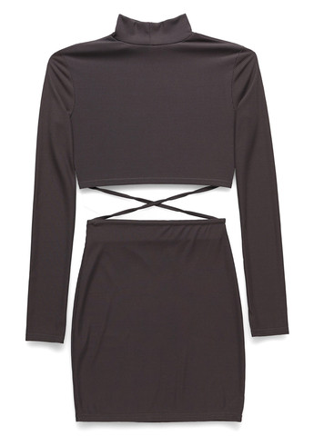 Темно-серое кэжуал платье платье-водолазка PrettyLittleThing однотонное